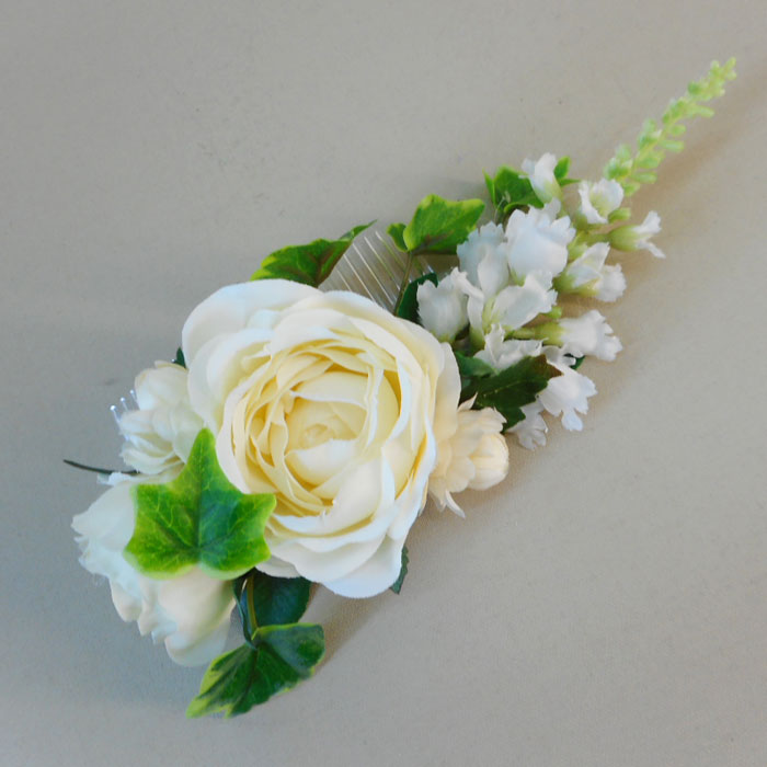 Loweswater Faux Flowers Hair Slide Cream Artificial Wedding Flowers